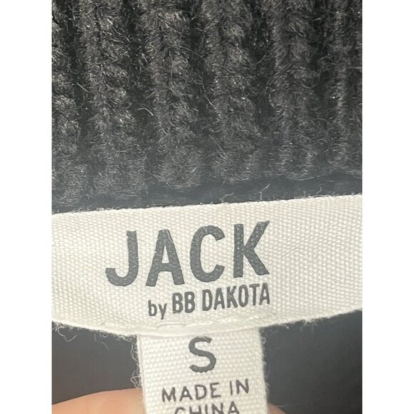 Jack by BB Dakota Black Cropped Cable Knit Turtle Neck Sweater Sz Small NWT - Picture 4 of 7
